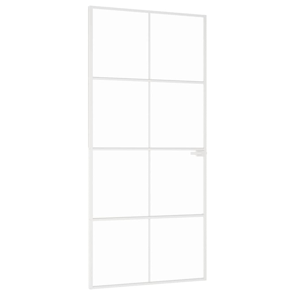 vidaXL Indoor Door White 93x201.5 cm Tempered Glass & Aluminum Slim