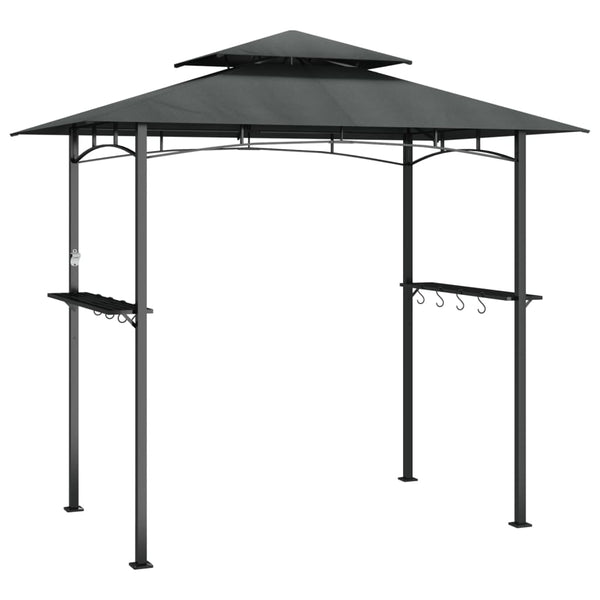Grillpavillon mit Seitenregalen Anthrazit 240x150 cm