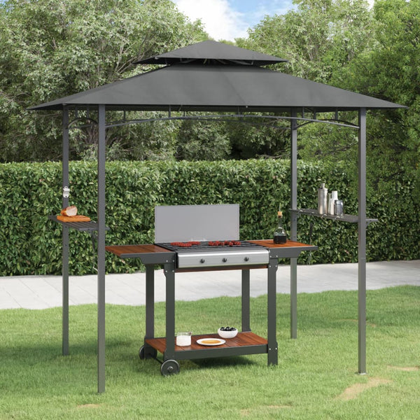 Grillpavillon mit Seitenregalen Anthrazit 240x150 cm