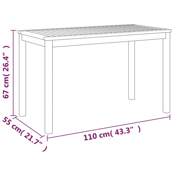 vidaXL Garden Table 110x55x67 cm Solid Acacia Wood