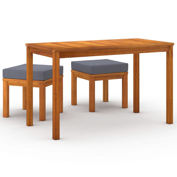 vidaXL 3-Piece Garden Dining Set with Cushions Solid Acacia Wood