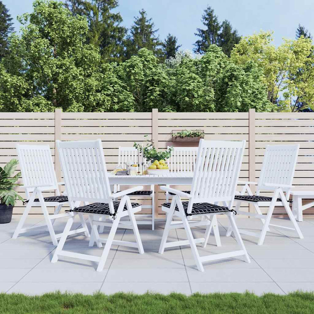 vidaXL Garden Chair Cushions 6 pcs Black Plaid 40x40x4 cm Fabric