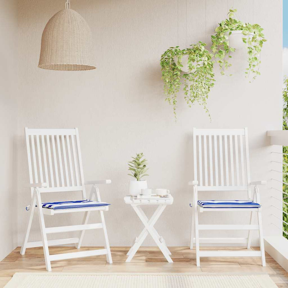 vidaXL Garden Chair Cushions 2 pcs. Blue & White Striped 50x50x4cm Fabric