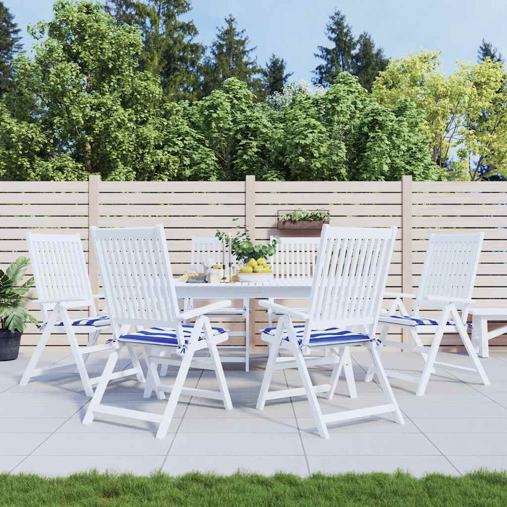 vidaXL Garden Chair Cushions 6 pcs Blue and White Striped 50x50x4 cm Fabric