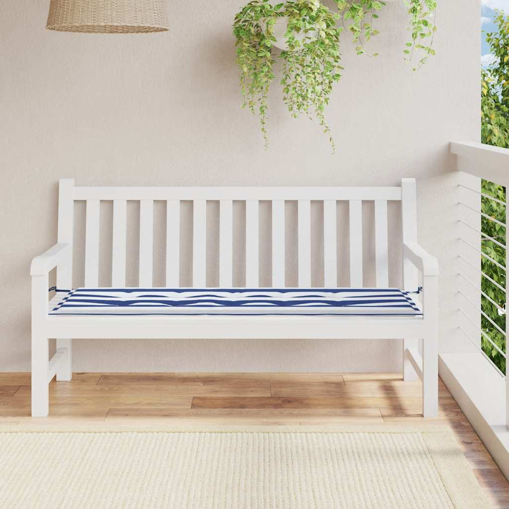 vidaXL Garden Bench Cushion Blue & White Striped 150x50x4 cm Oxford Fabric