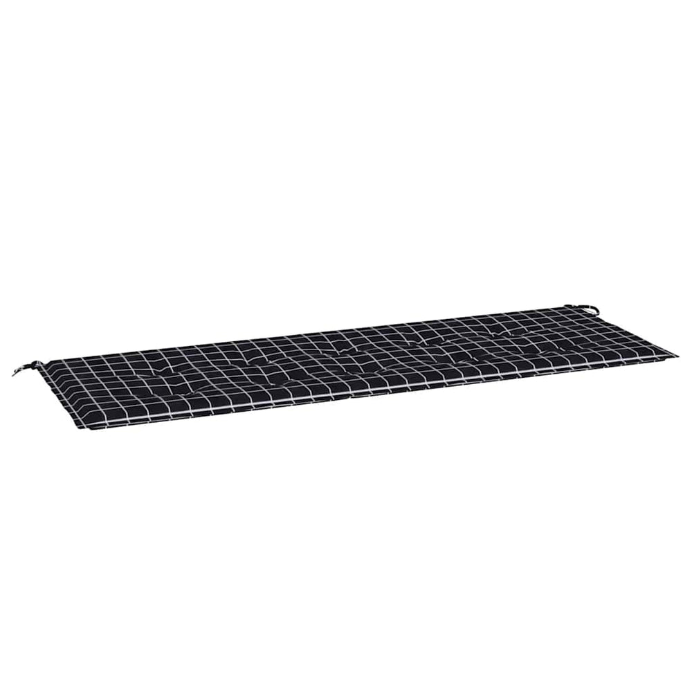 vidaXL Garden Bench Cushion Black Plaid 150x50x4 cm Oxford Fabric