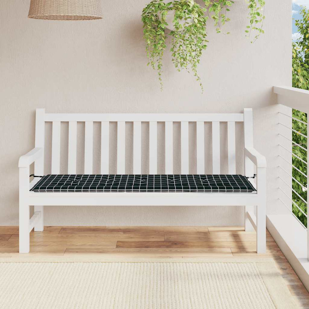 vidaXL Garden Bench Cushion Black Plaid 150x50x4 cm Oxford Fabric