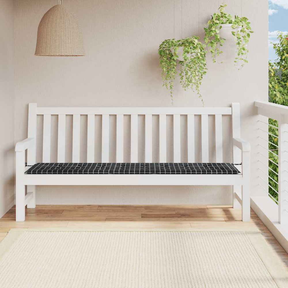 vidaXL Garden Bench Cushion Black Checkered 200x50x4 cm Fabric
