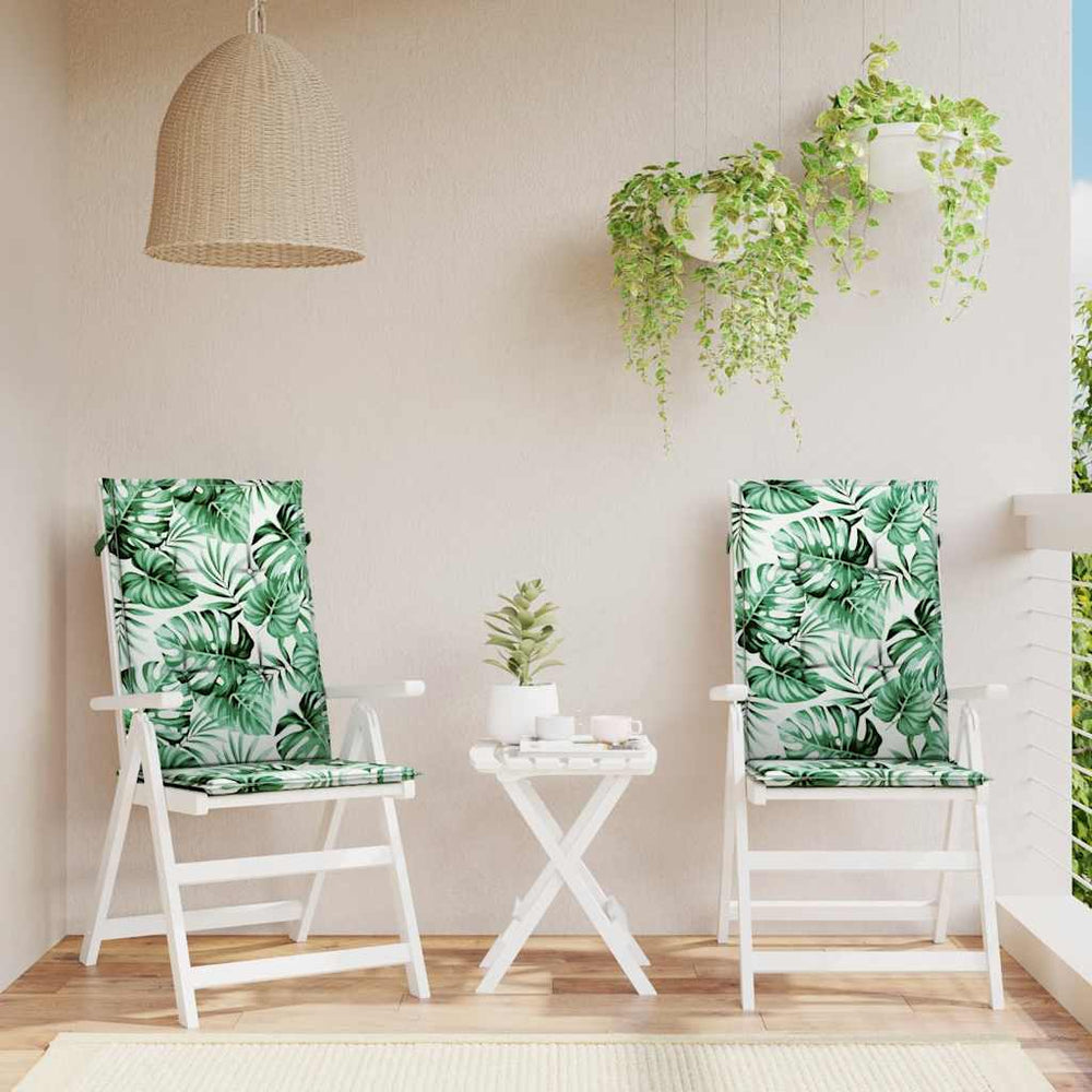 vidaXL High-Back Cushion Pads 2 pcs. Leaf Pattern Fabric