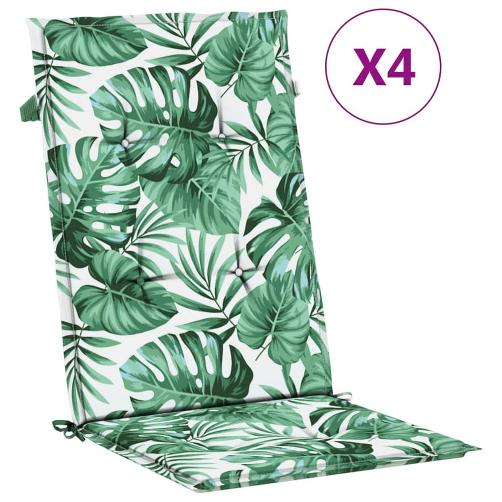 vidaXL High Back Cushion 4 pcs. Leaf Pattern Fabric