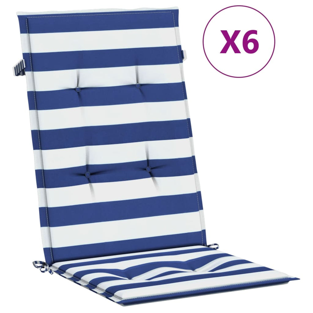 vidaXL High-Back Cushion Set 6 pcs Blue & White Striped Fabric