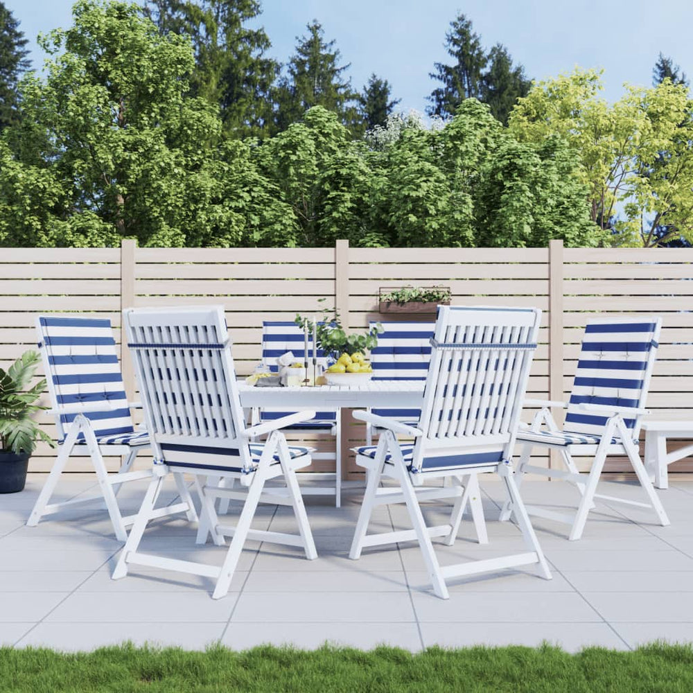 vidaXL High-Back Cushion Set 6 pcs Blue & White Striped Fabric