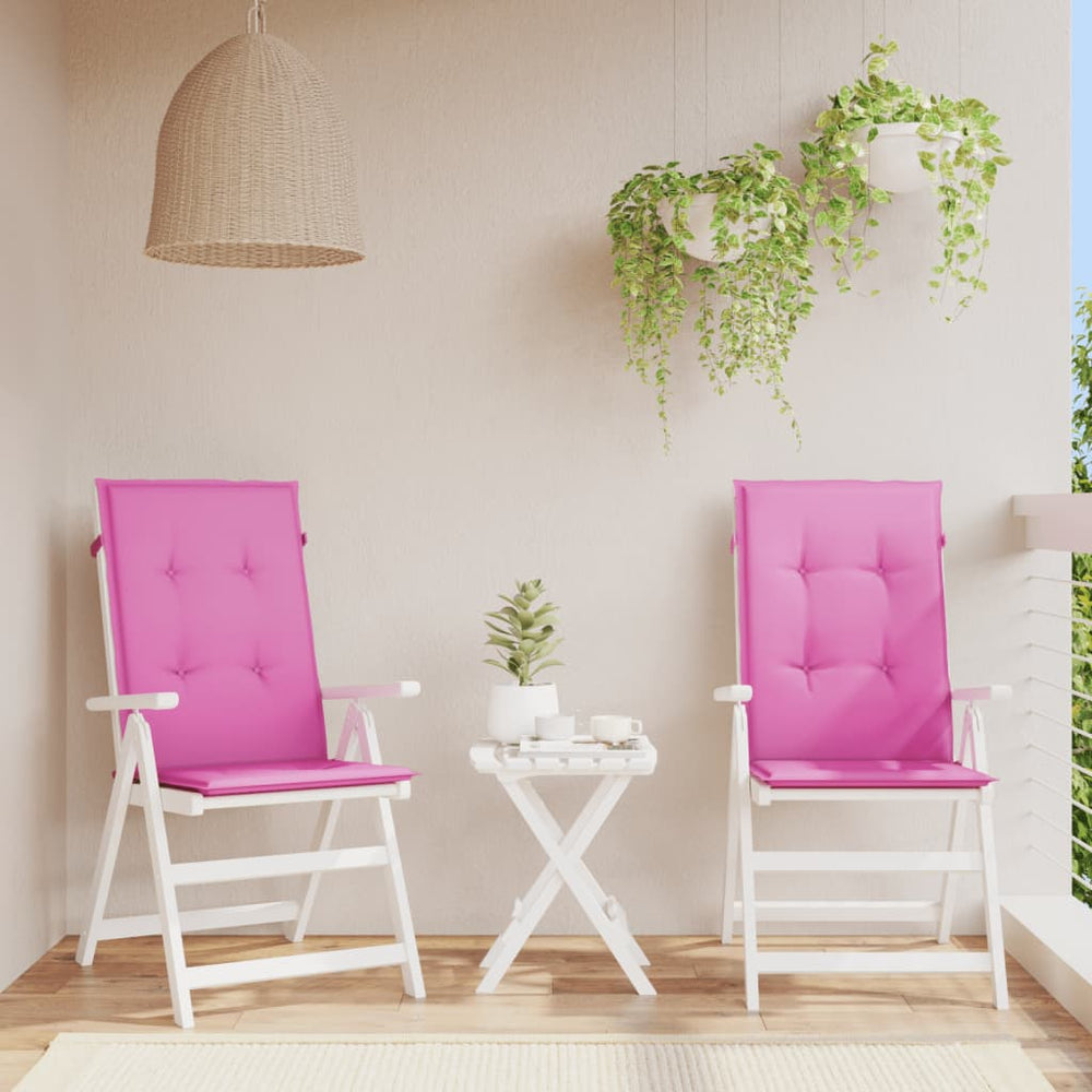 vidaXL High-Back Garden Chair Cushions 2 pcs. Pink 120x50x3cm Fabric