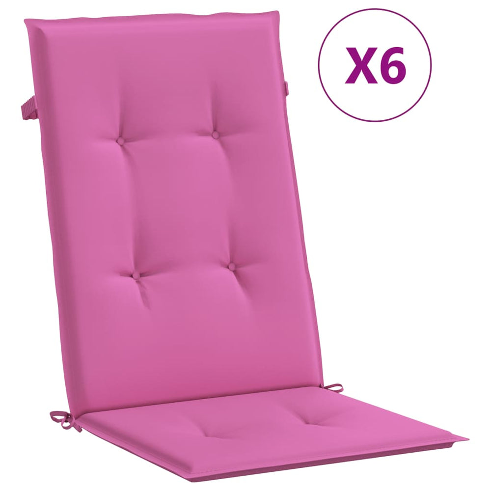 vidaXL High-Backed Chair Cushions 6 pcs. Pink Fabric
