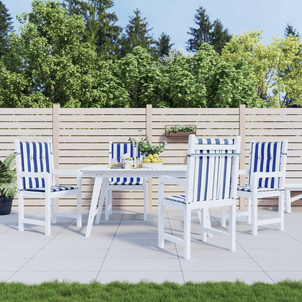 vidaXL Low Back Seat Cushions 4 pcs Blue & White Striped Fabric