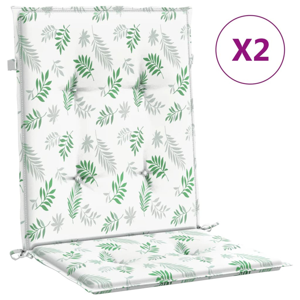 vidaXL Low-Back Cushion 2 pcs. Leaf Pattern Fabric