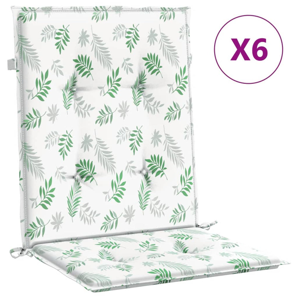 vidaXL Low Back Seat Cushions 6 pcs Leaf Pattern Fabric