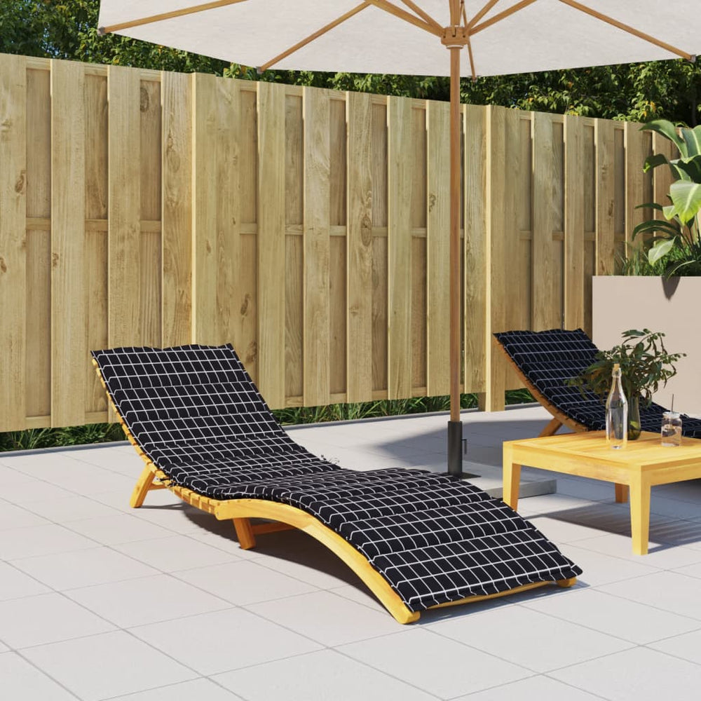 vidaXL Sun Lounger Cushion Black Checkered Oxford Fabric