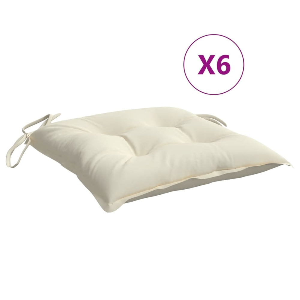 vidaXL Chair Cushions 6 pcs. Cream White 40x40x7 cm Oxford Fabric