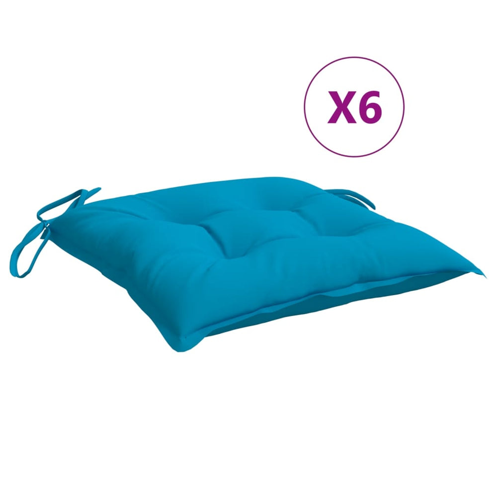 vidaXL Chair Cushions 6 pcs Light Blue 40x40x7 cm Oxford Fabric