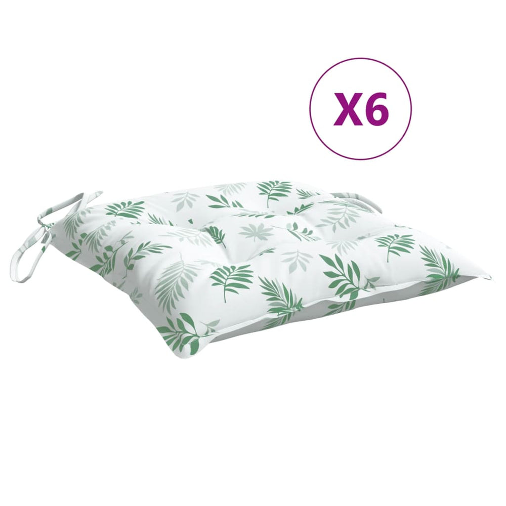 vidaXL Seat Cushions 6 pcs Leaf Pattern 40x40x7 cm Fabric