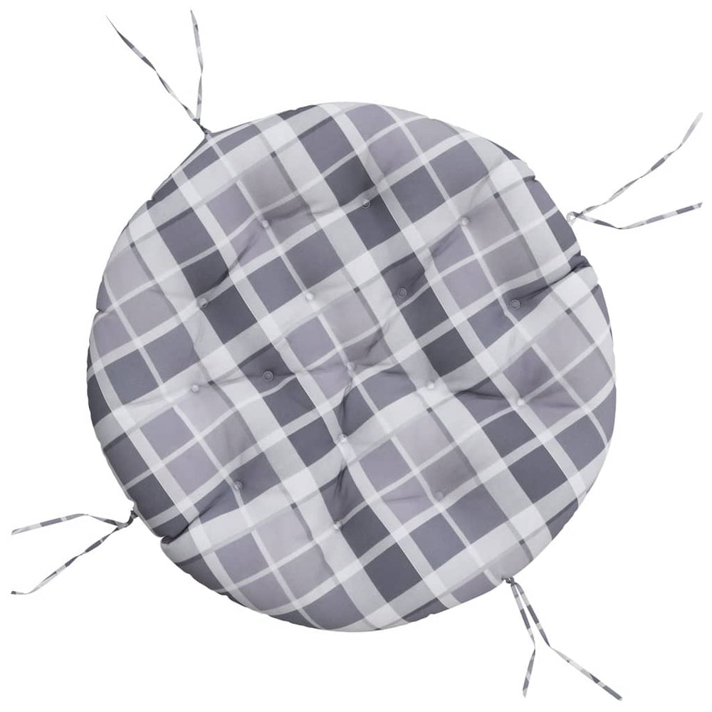 vidaXL Cushion Round Grey Checkered Ø 100x11 cm Oxford Fabric