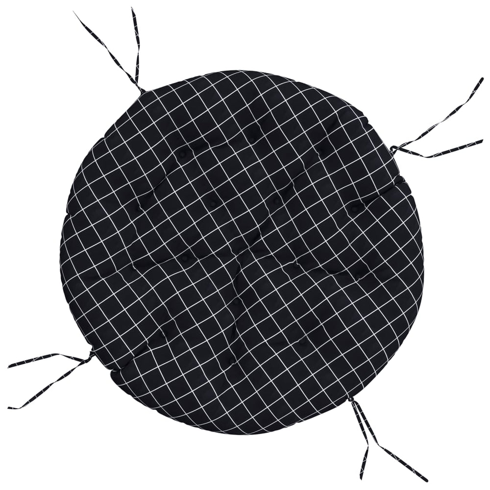 vidaXL Round Cushion Black Plaid Pattern Ø 100x11 cm Oxford Fabric