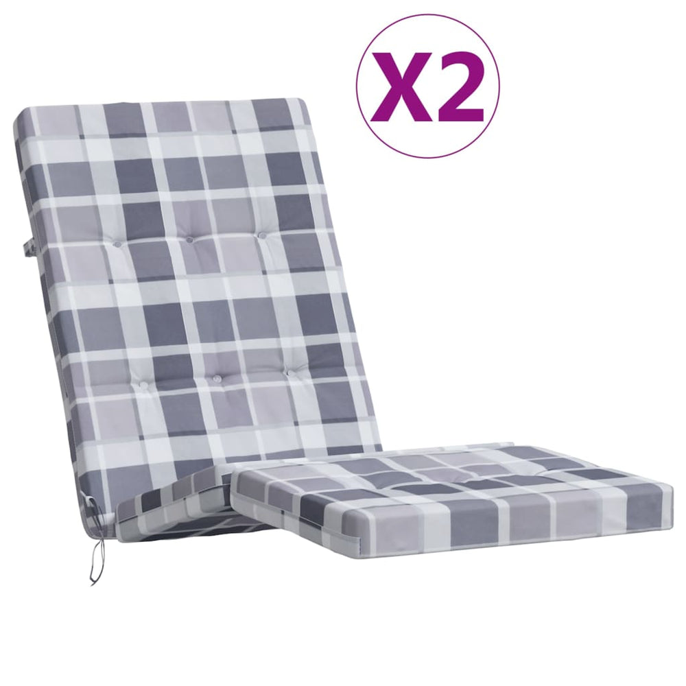 vidaXL Sun Lounger Cushions 2 pcs Grey Plaid Oxford Fabric