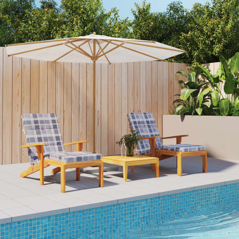 vidaXL Sun Lounger Cushions 2 pcs Grey Plaid Oxford Fabric