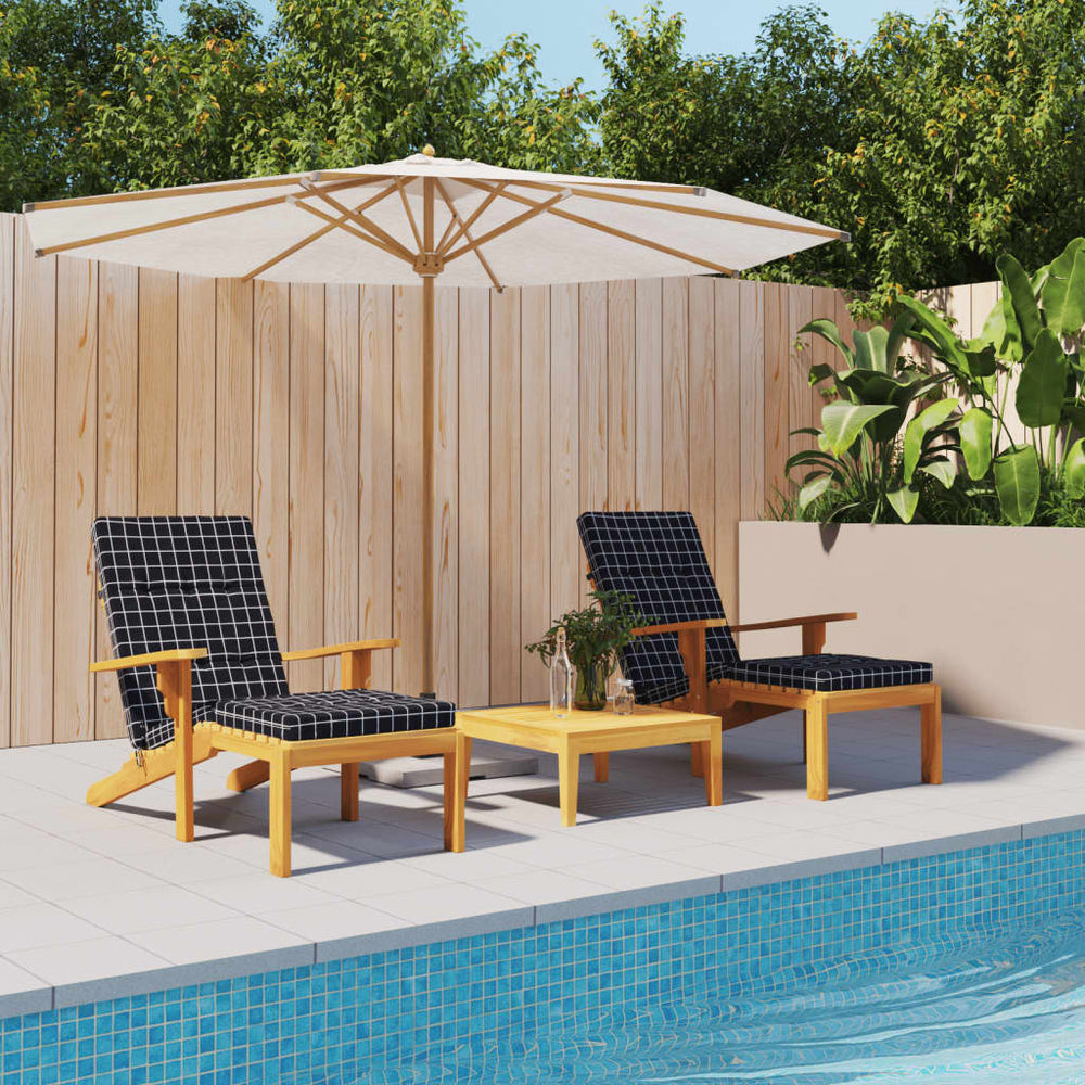 vidaXL Sun Lounger Cushions 2 pcs Black Checkered Oxford Fabric