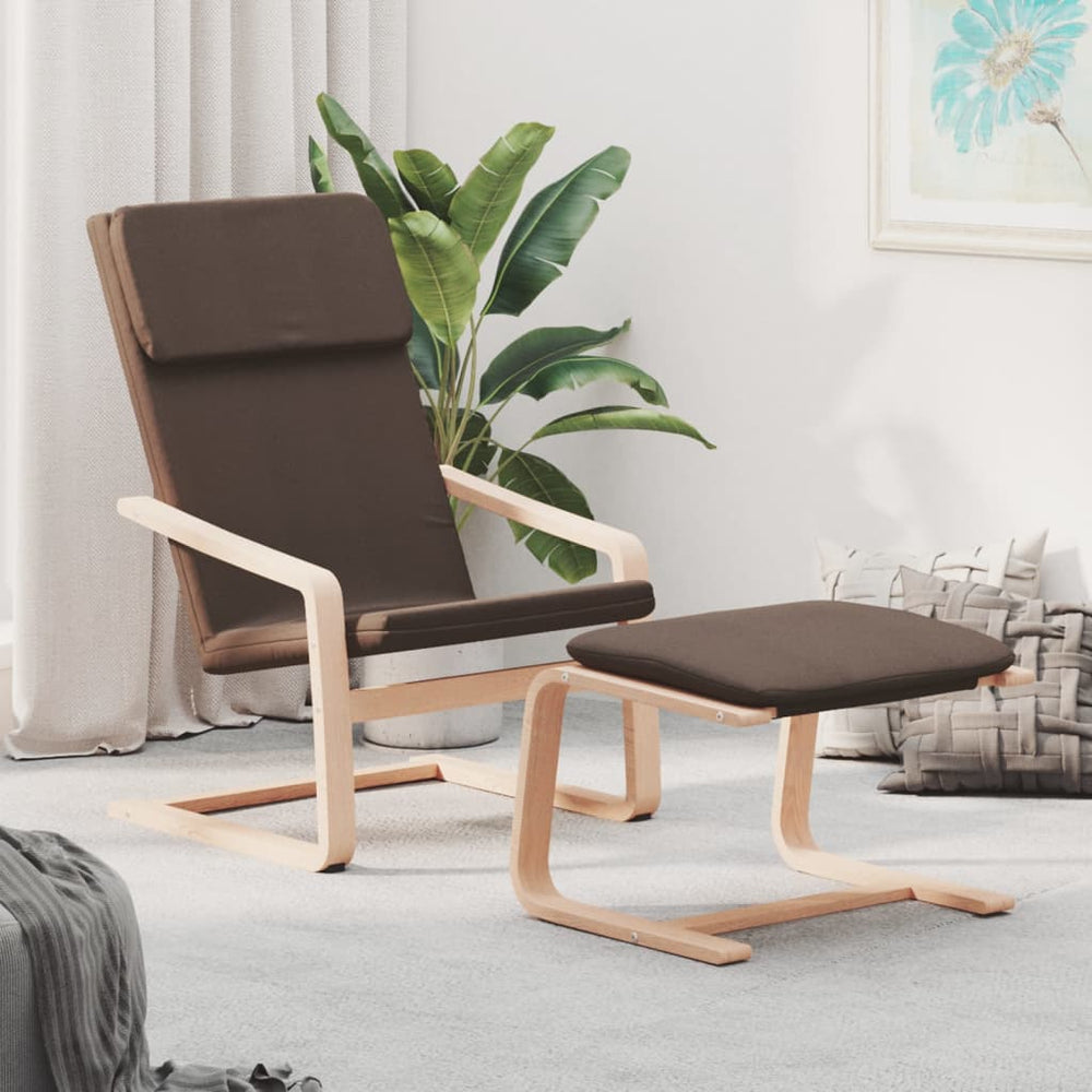 vidaXL Recliner with Footstool Dark Brown Fabric