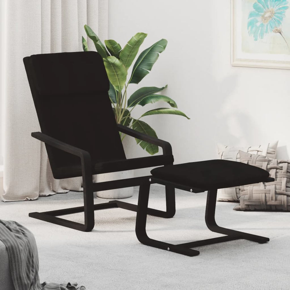 vidaXL Recliner with Footrest Black Fabric