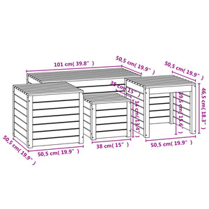 vidaXL 4-Piece Garden Storage Box Set Black Solid Pine Wood