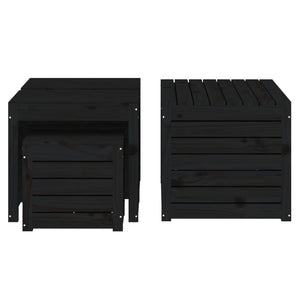 vidaXL 4-Piece Garden Storage Box Set Black Solid Pine Wood
