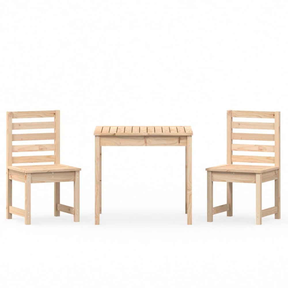 vidaXL 3-Piece Solid Pine Wood Garden Bistro Set