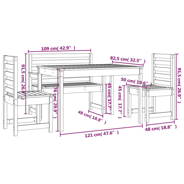 vidaXL 4-Piece Garden Dining Set Solid Douglas Fir Wood