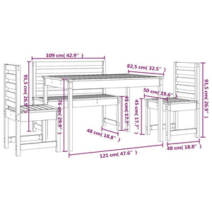 vidaXL 4-Piece Garden Dining Set Solid Pine Wood