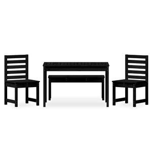vidaXL 4-Piece Garden Dining Set Black Solid Pine Wood