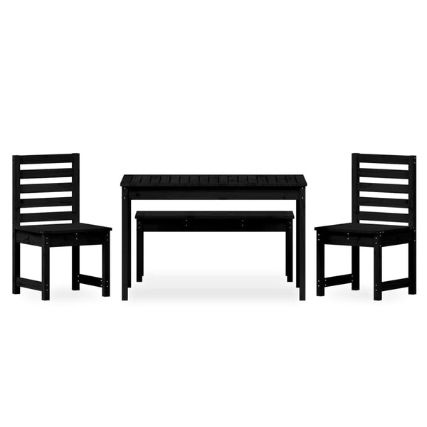 vidaXL 4-Piece Garden Dining Set Black Solid Pine Wood