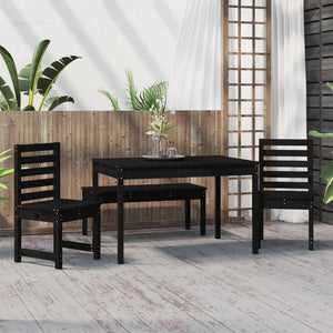 vidaXL 4-Piece Garden Dining Set Black Solid Pine Wood