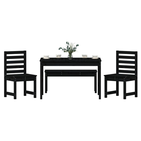 vidaXL 4-Piece Garden Dining Set Black Solid Pine Wood