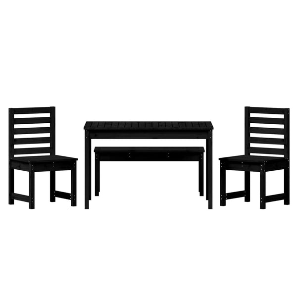 vidaXL 4-Piece Garden Dining Set Black Solid Pine Wood