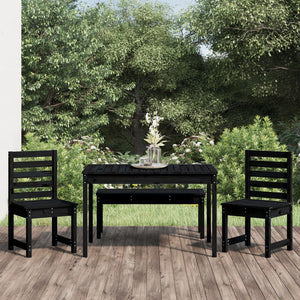 vidaXL 4-Piece Garden Dining Set Black Solid Pine Wood