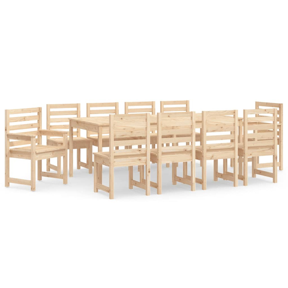 vidaXL 11-Piece Solid Pine Wood Garden Dining Set