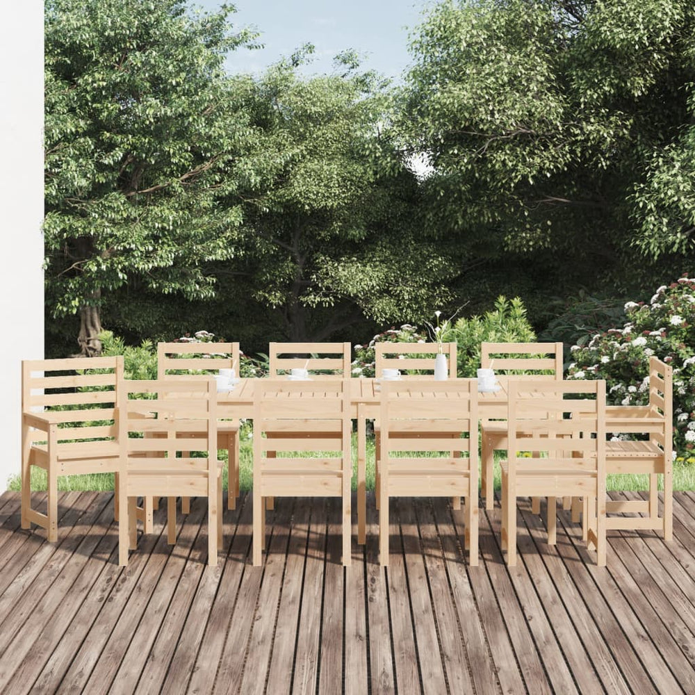 vidaXL 11-Piece Solid Pine Wood Garden Dining Set