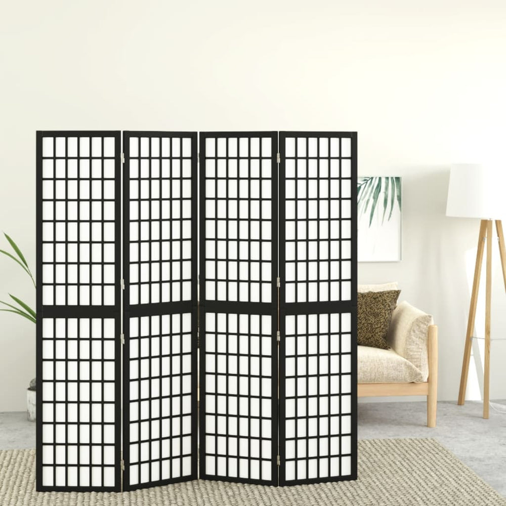 vidaXL 4-Panel Japanese Style Folding Room Divider 160x170 cm Black