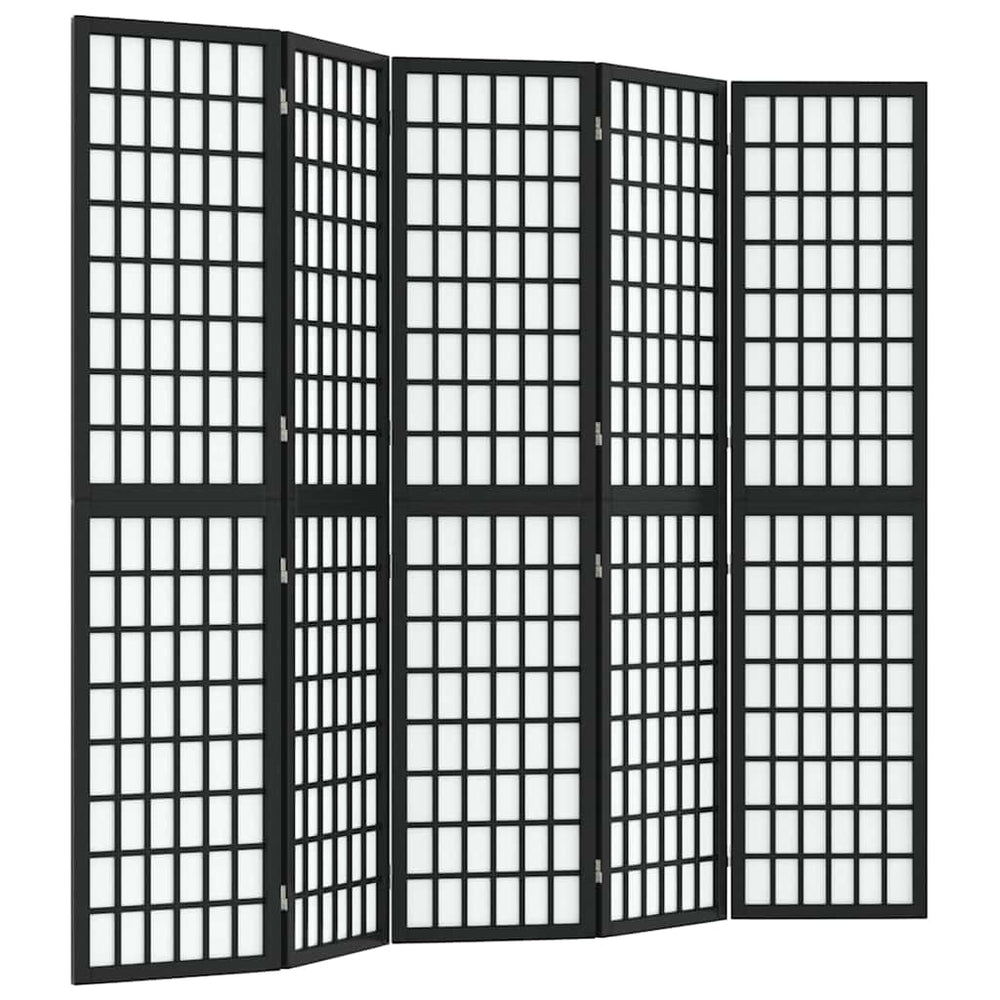 vidaXL 5-Panel Japanese Style Folding Room Divider 200x170 cm Black