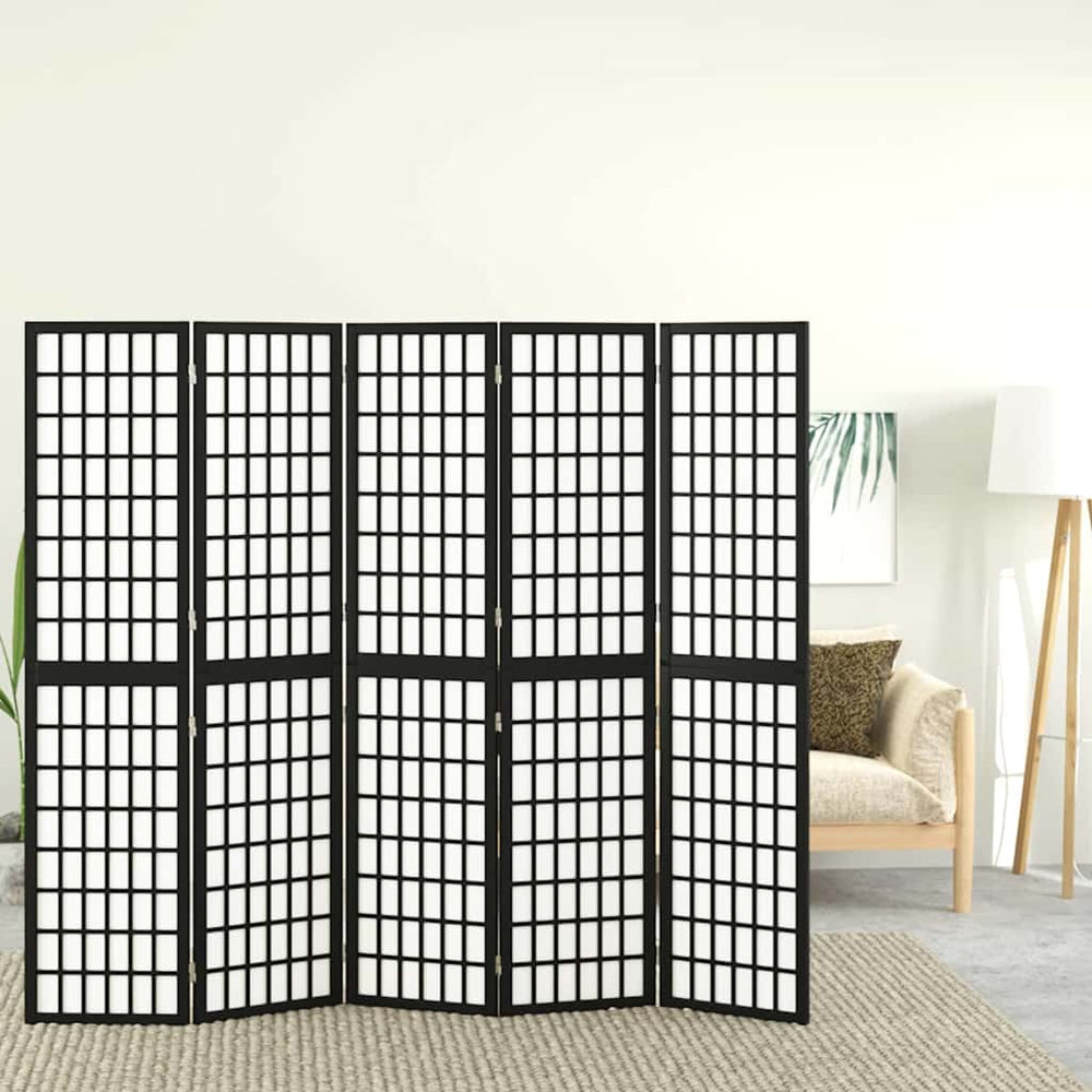 vidaXL 5-Panel Japanese Style Folding Room Divider 200x170 cm Black