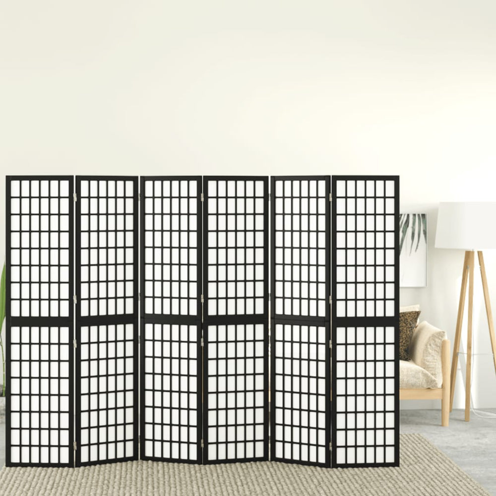 vidaXL 6-Panel Folding Room Divider Japanese Style 240x170 cm Black