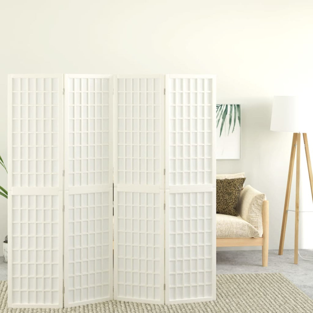 vidaXL 4-Panel Japanese-Style Folding Room Divider 160x170 cm White